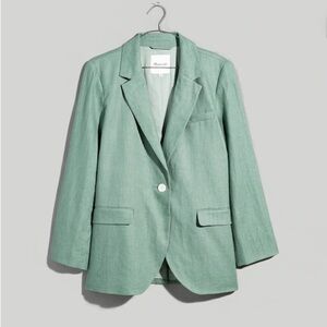 Madewell The Larsen Blazer in 100% Linen Trellis Green
